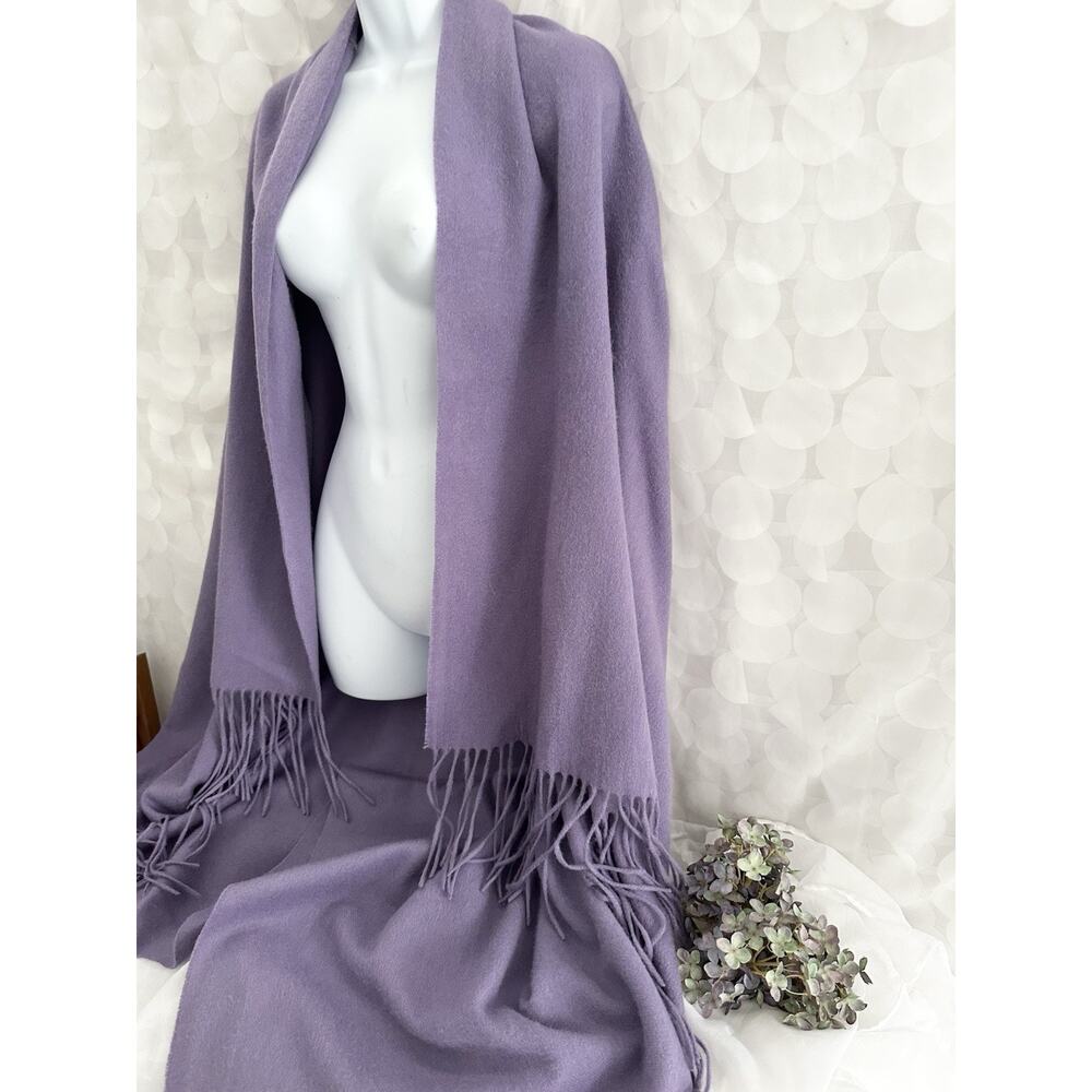 PUR CASHMERE 100% Cashmere Wrap Pashima Shawl Lavender Fringed INNER MONGOLIA - Picture 6 of 9